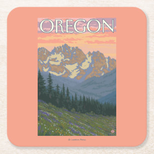 Dessous-de-verre Carré En Papier Affiche de Vintage voyage de fleurs de ressort