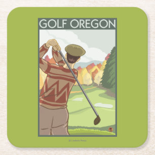 Dessous-de-verre Carré En Papier Affiche de Vintage voyage de scène d'OregonGolf