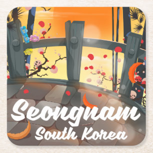 Dessous-de-verre Carré En Papier Affiche de voyage à Seongnam en Corée du Sud