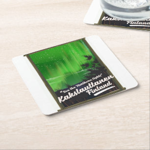 Dessous-de-verre Carré En Papier Affiche de voyage de Kakslauttanen finlande