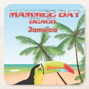 Dessous-de-verre Carré En Papier Affiche de voyage de la plage de Mammee Bay en Jam