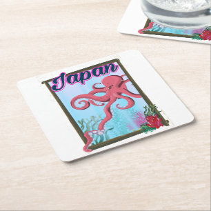 Dessous-de-verre Carré En Papier Affiche de voyage de style vintage Japon