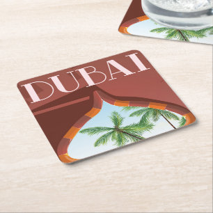 Dessous-de-verre Carré En Papier Affiche de voyage du Palais de Dubaï