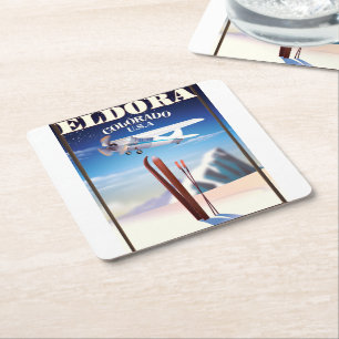 Dessous-de-verre Carré En Papier Affiche de voyage Eldora Colorado.