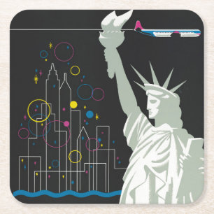 Dessous-de-verre Carré En Papier Affiche De Voyage Pour Vol Northwest Airlines