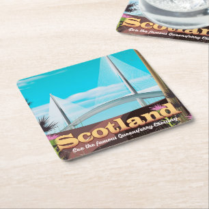 Dessous-de-verre Carré En Papier Affiche de voyage Queensferry Crossing Écosse