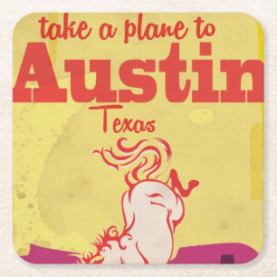 Dessous-de-verre Carré En Papier Affiche de voyage vintage Austin Texas