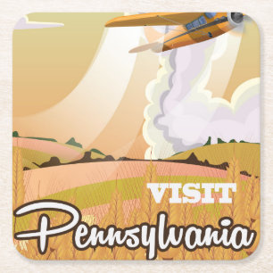 Dessous-de-verre Carré En Papier Affiche de voyage vintage de Pennsylvanie
