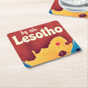 Dessous-de-verre Carré En Papier Affiche de voyage vintage du Lesotho
