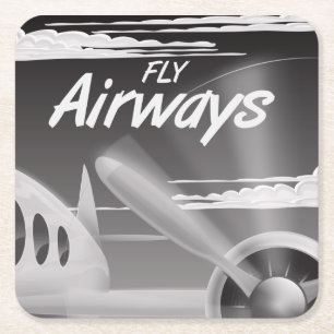 Dessous-de-verre Carré En Papier Affiche de voyage vintage Fly Airways.