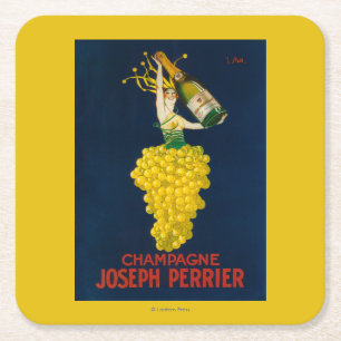 Dessous-de-verre Carré En Papier Affiche promotionnelle de Joseph Perrier Champagne