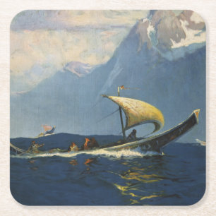 Dessous-de-verre Carré En Papier Affiche Vintage voyage pour l'Alaska Pacifique Nor