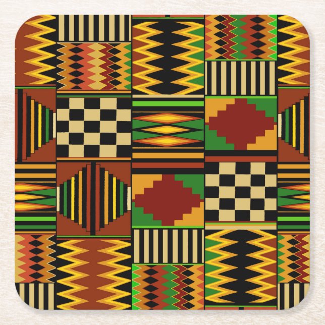 Dessous-de-verre Carré En Papier African Royal Kente Cloth Design (Devant)