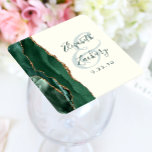 Dessous-de-verre Carré En Papier Agate Emerald Green Ivory Mariage<br><div class="desc">Cet élégant dessous de verre mariage moderne présente une aquarelle couleur vert émeraude et un design de géode d'agate orné d'une parties scintillant en faux or. Customisez facilement le texte vert sur un arrière - plan en ivoire, avec les noms de la mariée et du marié dans la calligraphie manuscrite...</div>