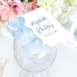 Dessous-de-verre Carré En Papier Agate Geode Script Bébé Bleu Mariage argent<br><div class="desc">Cet élégant dessous de verre mariage moderne dispose d'un design d'agate d'aquarelle bleu bébé avec une parties scintillant en faux argent. Customisez facilement le texte gris fusain sur un arrière - plan blanc,  avec les noms du couple en calligraphie manuscrite sur une grande et pâle ampersande bleue.</div>