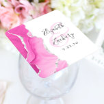 Dessous-de-verre Carré En Papier Agate Géode Script Mariage en argent rose<br><div class="desc">Cet élégant dessous de verre mariage moderne présente une aquarelle rose géode de l'agate décorée de fausse feuille d'argent. Customisez facilement le texte gris fusain sur un arrière - plan blanc,  avec les noms du couple dans la calligraphie manuscrite sur une grande esperluette rose.</div>