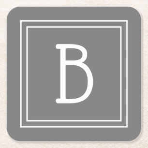 Dessous-de-verre Carré En Papier Agritourisme moderne Gris et blanc monogramme init