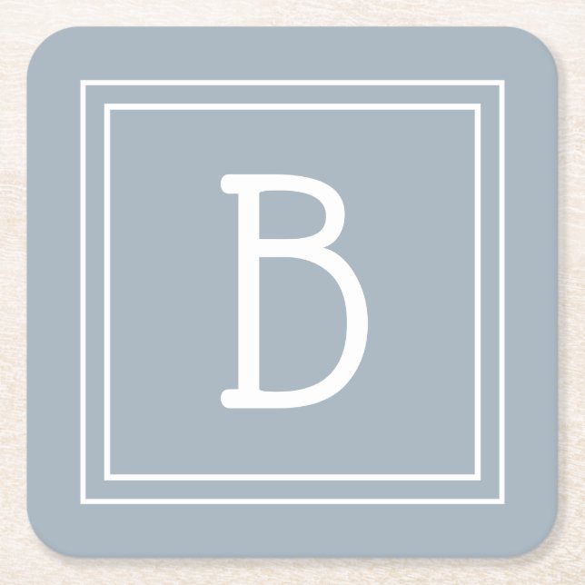 Dessous-de-verre Carré En Papier Agritourisme moderne Monogramme Bleu & Blanc Initi (Devant)