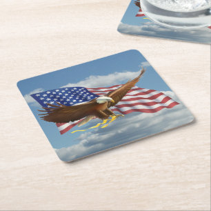 Dessous-de-verre Carré En Papier Aigle à tête blanche