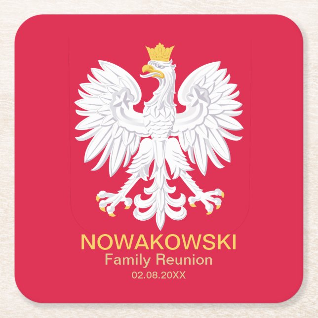 Dessous-de-verre Carré En Papier Aigle polonaise 🦅 Polski Pologne Crest Réunion (Devant)