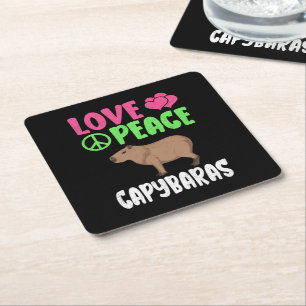Dessous-de-verre Carré En Papier Aimer la paix Capybaras mignons animaux Capybara L
