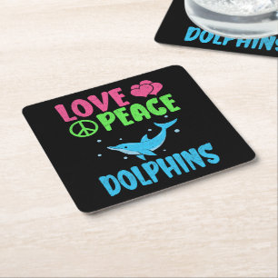 Dessous-de-verre Carré En Papier Aimer La Paix Dauphins Murs Animaux De Mer Dauphin