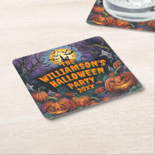 Dessous-de-verre Carré En Papier Ajouter un nom Année Halloween