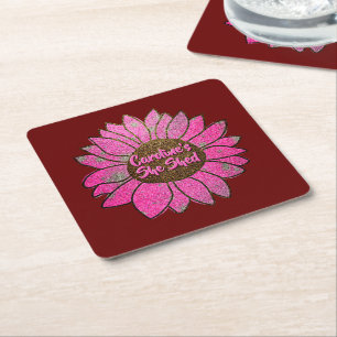 Dessous-de-verre Carré En Papier Ajouter un nom Changer le texte Elle Shop Pink Tou