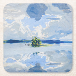 Dessous-de-verre Carré En Papier Akseli Gallen-Kallela - Nuages au-dessus d'un lac