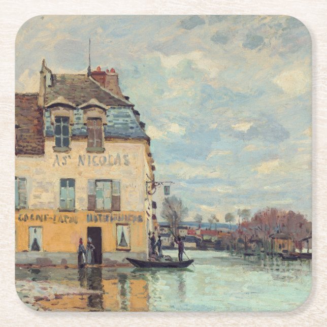 Dessous-de-verre Carré En Papier Alfred Sisley - Inondation à Port-Marly 1872 (Devant)