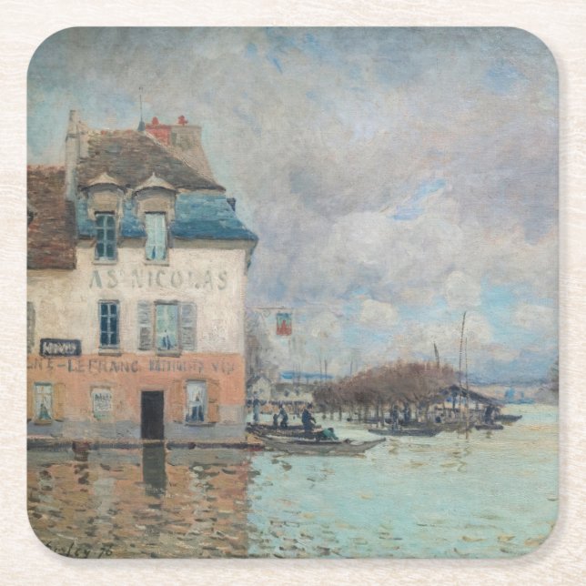 Dessous-de-verre Carré En Papier Alfred Sisley - Inondation à Port-Marly 1876 (Devant)