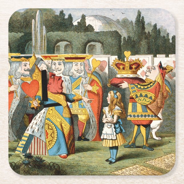 Dessous-de-verre Carré En Papier Alice à Wonderland (Devant)
