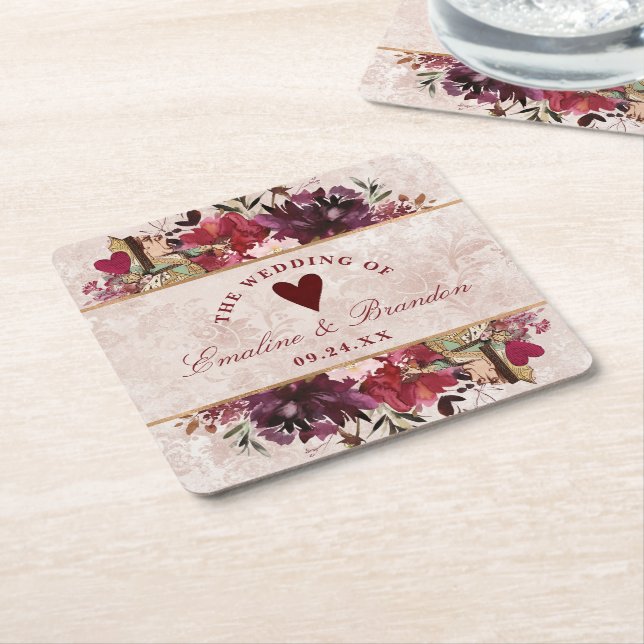 Dessous-de-verre Carré En Papier Alice au pays des merveilles Élégant Monogramme Vi (Incliné)