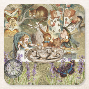 Dessous-de-verre Carré En Papier Alice Aventures Classique Wonderland Thé à la Ment