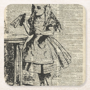 Dessous-de-verre Carré En Papier Alice dans le pochoir vintage du pays des
