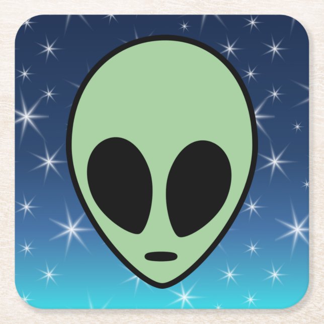 Dessous-de-verre Carré En Papier Alien vert (Devant)