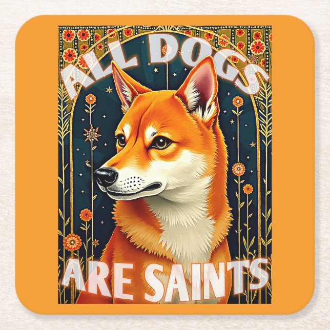 Dessous-de-verre Carré En Papier All Dogs Are Saints (Devant)