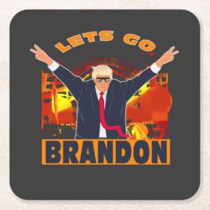 Dessous-de-verre Carré En Papier Allons voir Brandon Funny Anti-Biden Trump Politiq