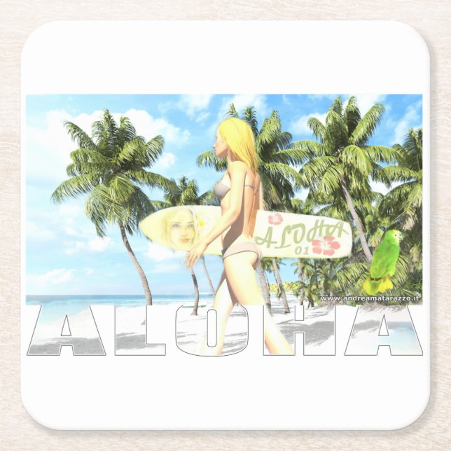 Dessous-de-verre Carré En Papier Aloha 01 (Devant)