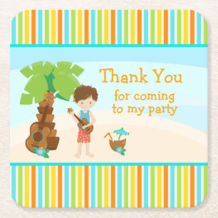 Dessous-de-verre Carré En Papier Aloha Cute cheveux Brown 'Merci pour venir'