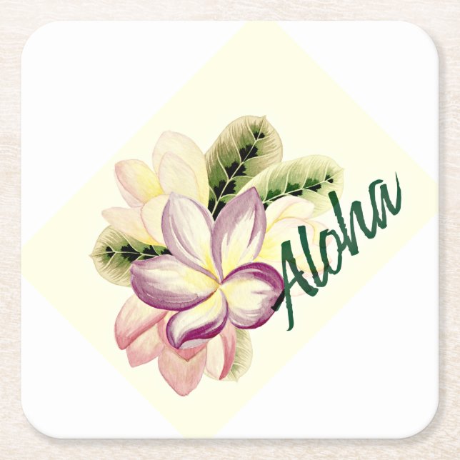 Dessous-de-verre Carré En Papier Aloha Plumeria (Devant)