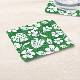 DESSOUS-DE-VERRE CARRÉ EN PAPIER ALOHA VENDREDI (VERT)