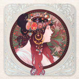 Dessous-de-verre Carré En Papier Alphonse Mucha