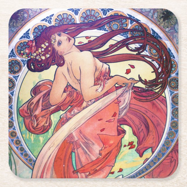 Dessous-de-verre Carré En Papier Alphonse Mucha (Devant)