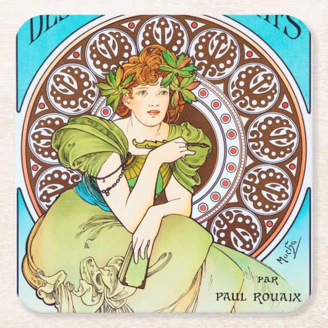 Dessous-de-verre Carré En Papier Alphonse Mucha (Devant)
