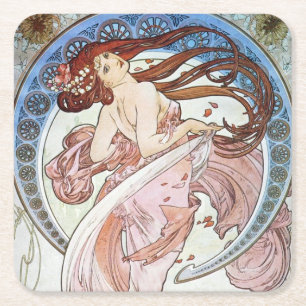 Dessous-de-verre Carré En Papier Alphonse Mucha déesse