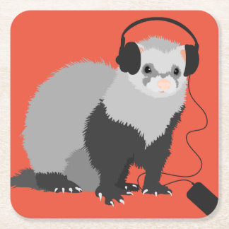 Dessous-de-verre Carré En Papier Amant Musique Drôle Ferret