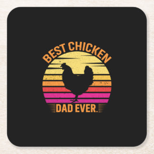 Dessous-de-verre Carré En Papier Amateur de poulet   Meilleur papa au poulet