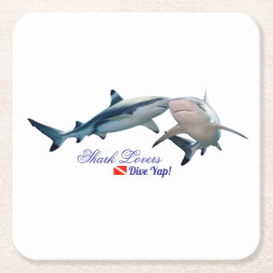Dessous-de-verre Carré En Papier Amateurs de requins mignons Verre de tir