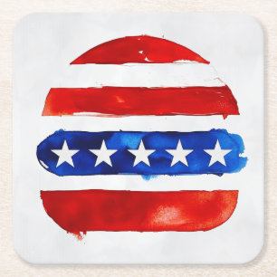 Dessous-de-verre Carré En Papier America Burger (Peinture Blanche No. 4)